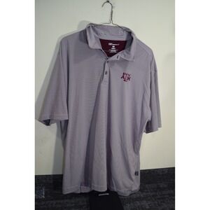Pro Celebrity Texas A&M Aggies Polo Shirt MENS 2XL Tall 2XLT Maroon White Stripe